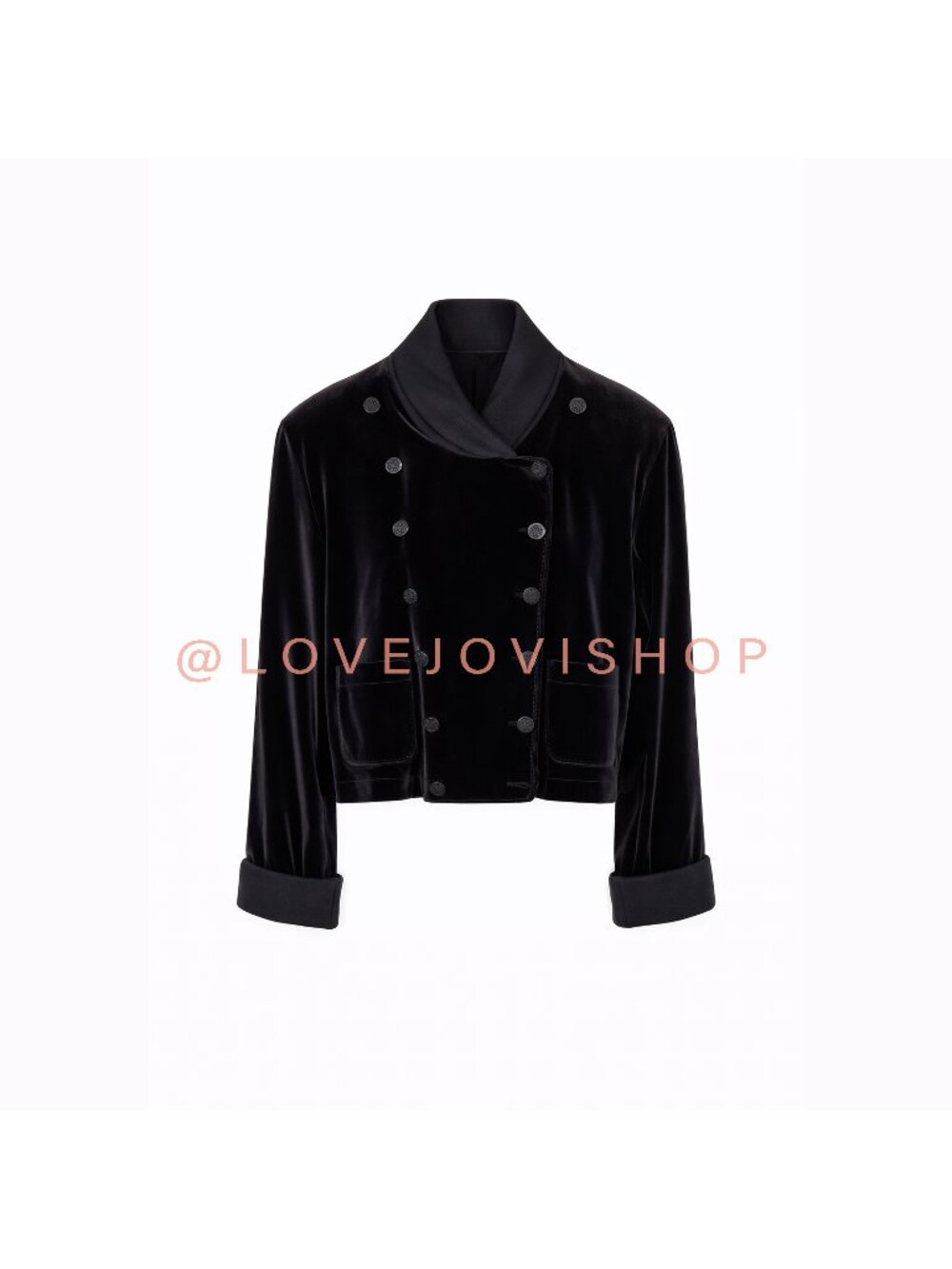 Blazer | Sonia Rykiel Velvet Cropped Military | 90s Vintage | Black Charcoal XL
